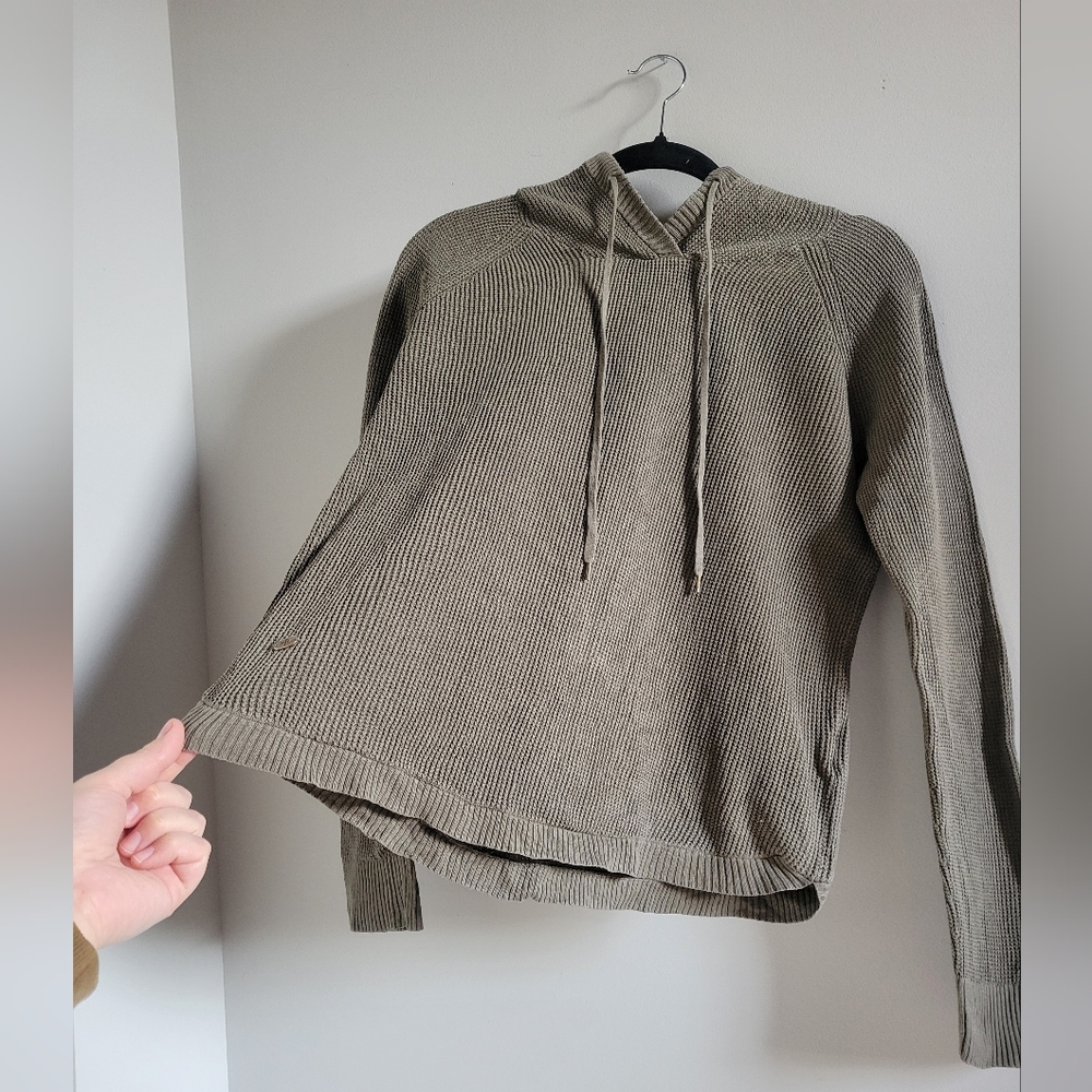 Lauren Ralph Lauren Cross-stitched Cotton Olive Green Long Sleeve Hoodie Medium - Picture 2 of 12